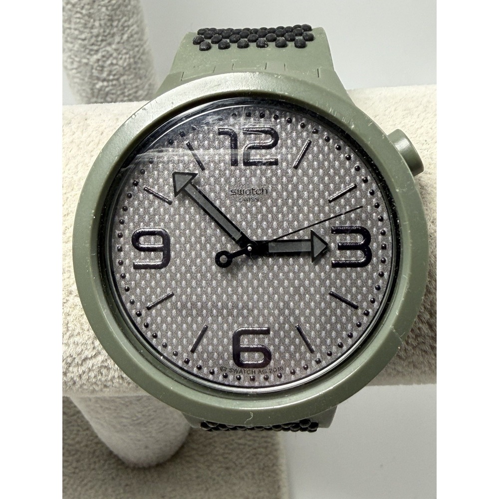 Swatch Big Bold BBBubbles New Battery Men Watch 47MM 8" Green Rubber Band AG2018
